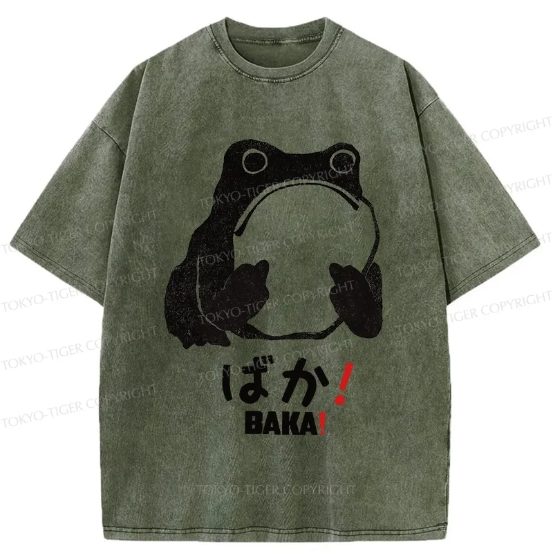 Tokyo-Tiger Funny Baka Frog Washed T-Shirt Sale
