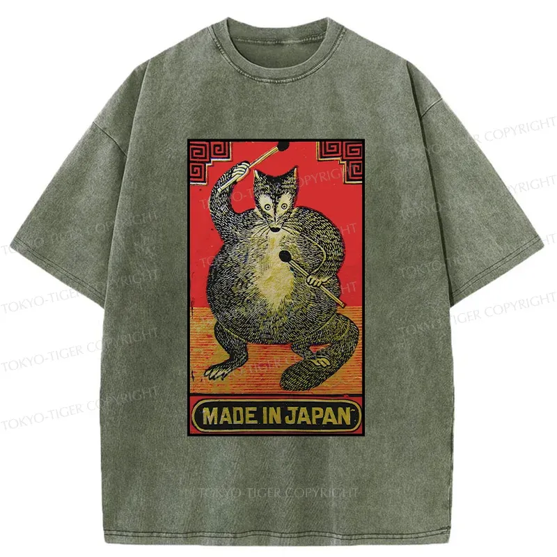 Tokyo-Tiger Retro Fat Fox Washed T-Shirt