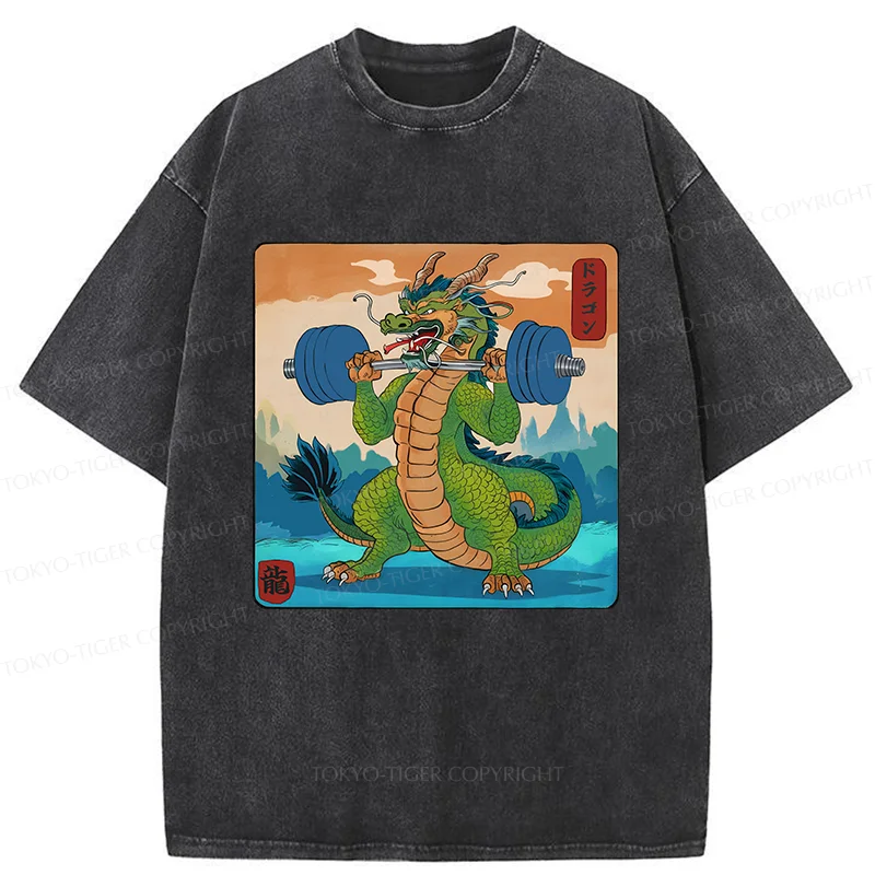 Tokyo-Tiger Dragon With Strong Abdominal Muscles Washed T-Shirt