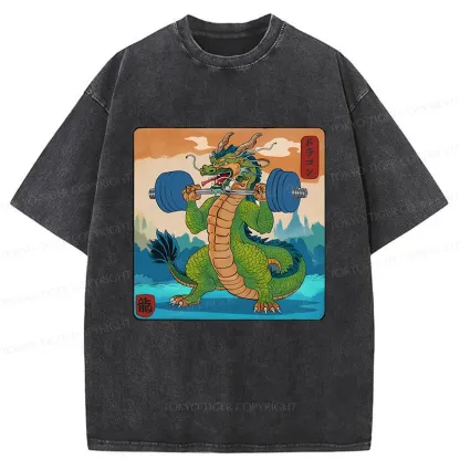 Tokyo-Tiger Dragon With Strong Abdominal Muscles Washed T-Shirt