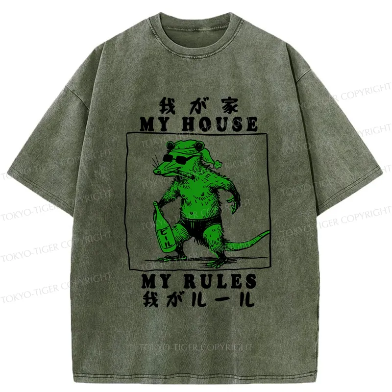 Tokyo-Tiger My House My Rules Washed T-Shirt