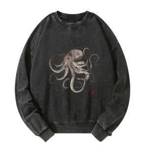 Image of Tokyo-Tiger Octopus Japanese Calligraphy Washed Sweatshirt