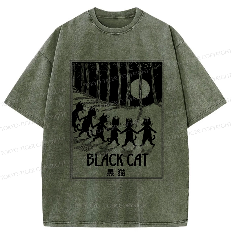 Tokyo-Tiger Six Black Cats Washed T-Shirt