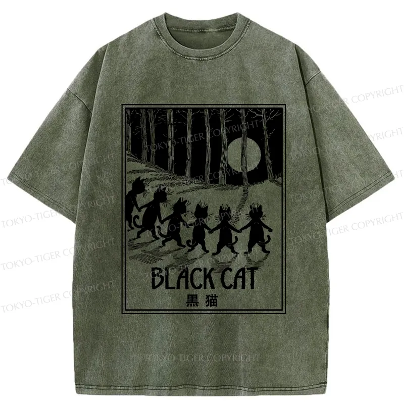 Tokyo-Tiger Six Black Cats Washed T-Shirt