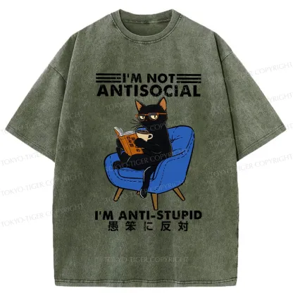 Tokyo-Tiger I'm Not Antisocial Washed T-Shirt