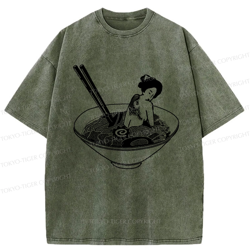 Tokyo-Tiger Geisha Tattoo Ramen Washed T-Shirt