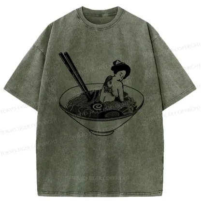 Tokyo-Tiger Geisha Tattoo Ramen Washed T-Shirt