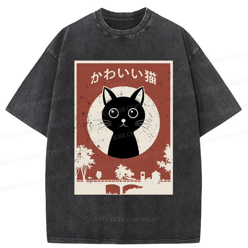 Tokyo-Tiger Vintage Japanese Cat Washed T-Shirt