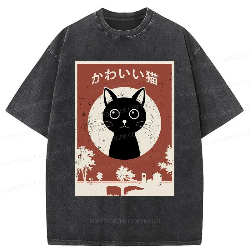 Tokyo-Tiger Vintage Japanese Cat Washed T-Shirt