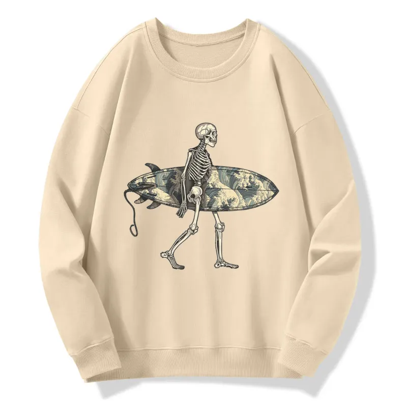 Tokyo-Tiger Skeleton Ready To Go Surfing Sweatshirt