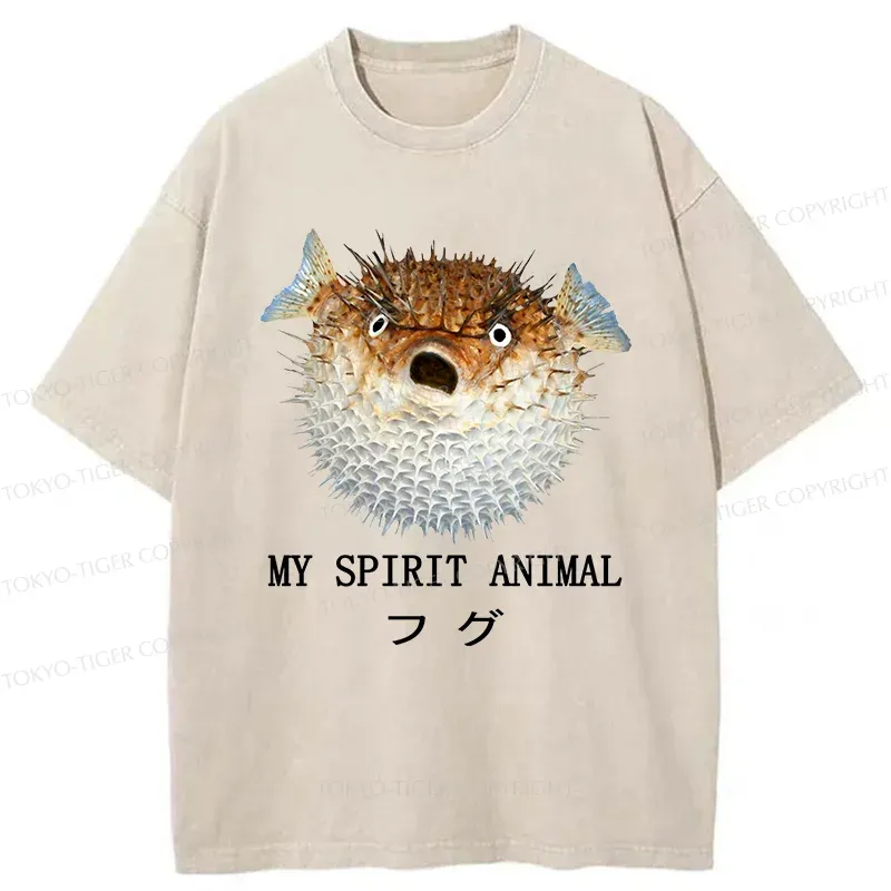 Tokyo-Tiger Grumpy Pufferfish Washed T-Shirt