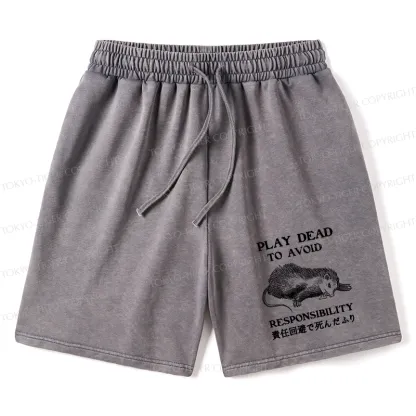 Tokyo-Tiger Play Dead To Avoid Responsibility Washed Shorts