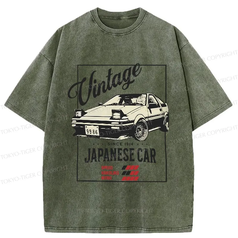 Tokyo-Tiger Retro Japanese Car Washed T-Shirt