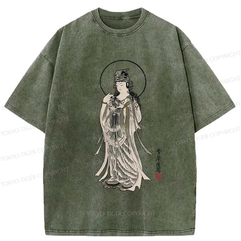Tokyo-Tiger Vintage Guanyin Bodhisattva Washed T-Shirt