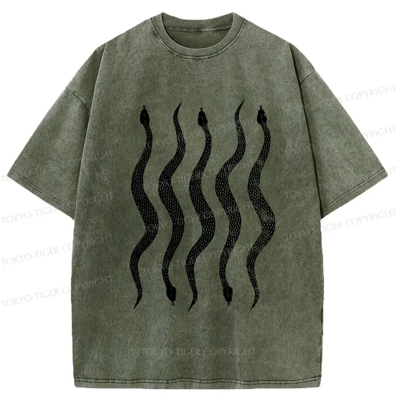 Tokyo-Tiger Sinuous Snake Washed T-Shirt