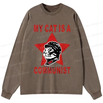 Tokyo-Tiger Funny Cat-ism Washed Long Sleeve T-Shirt