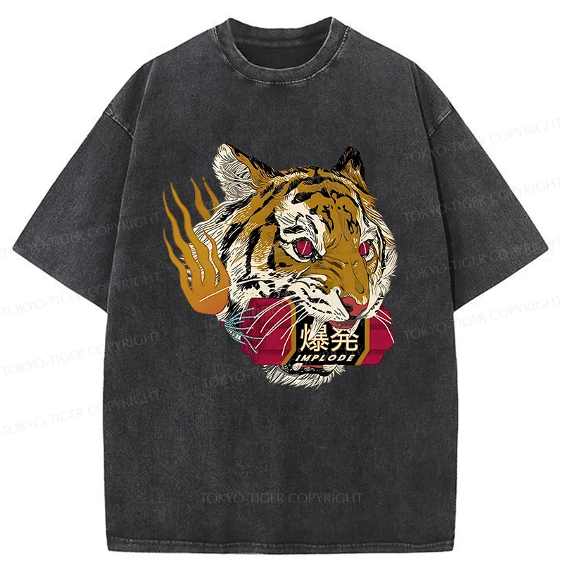 Tokyo-Tiger Angry Tiger Washed T-Shirt