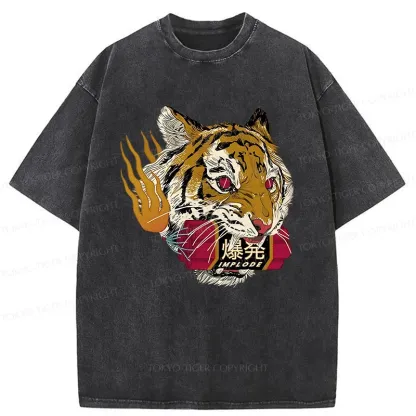 Tokyo-Tiger Angry Tiger Washed T-Shirt