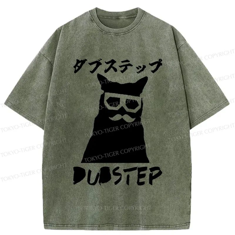 Tokyo-Tiger Dubstep Cat Washed T-Shirt