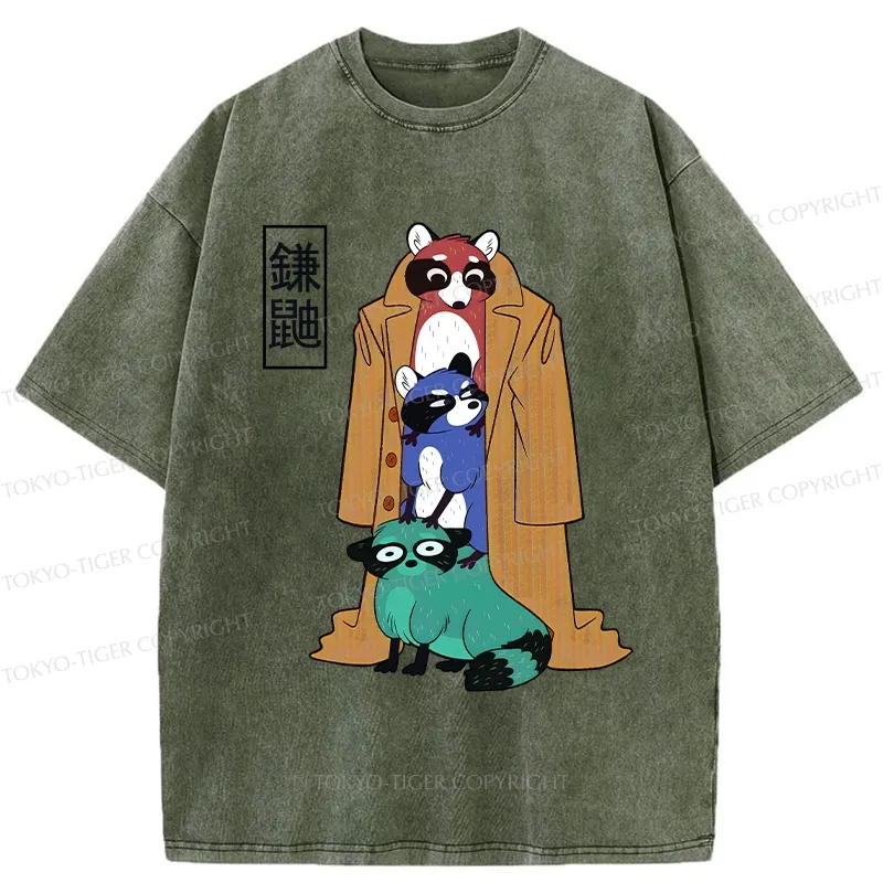 Tokyo-Tiger Funny Sickle Weasel Washed T-Shirt
