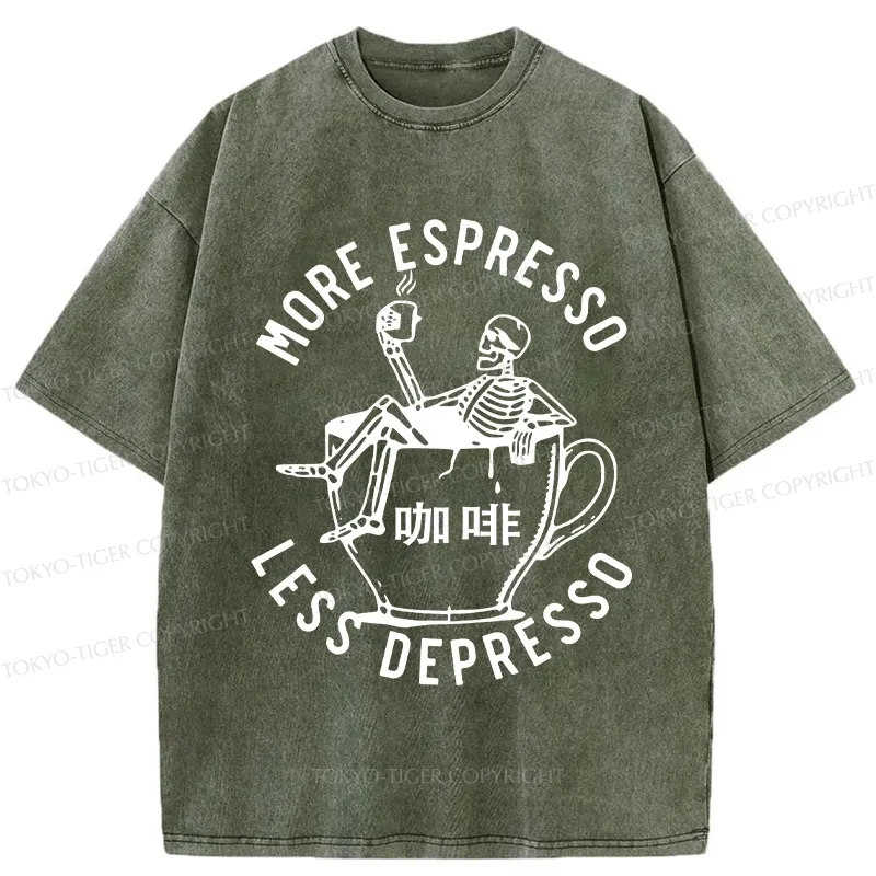 Tokyo-Tiger More Espresso Less Depresso Japan Washed T-Shirt