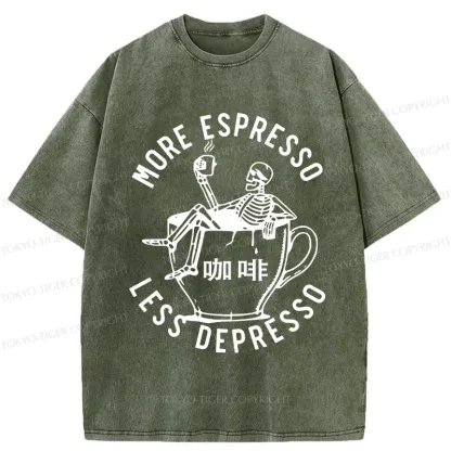 Tokyo-Tiger More Espresso Less Depresso Japan Washed T-Shirt