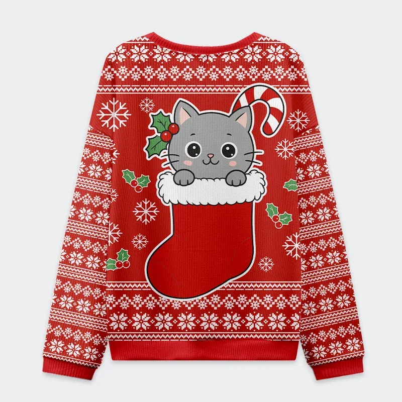 Tokyo-Tiger Cat In The Sock Christmas Ugly Sweatshirt