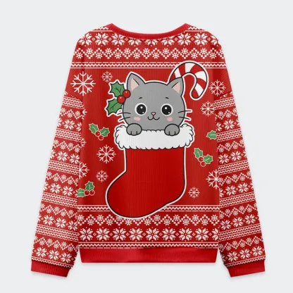Tokyo-Tiger Cat In The Sock Christmas Ugly Sweatshirt