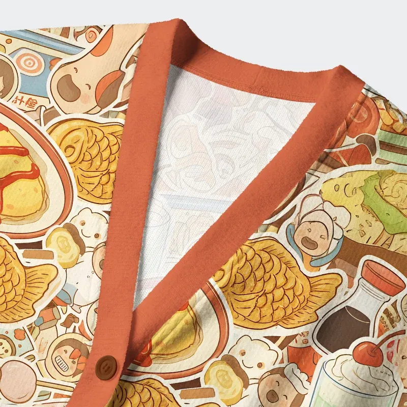 Tokyo-Tiger Delicious Japanese Food Ugly Cardigan Sweater