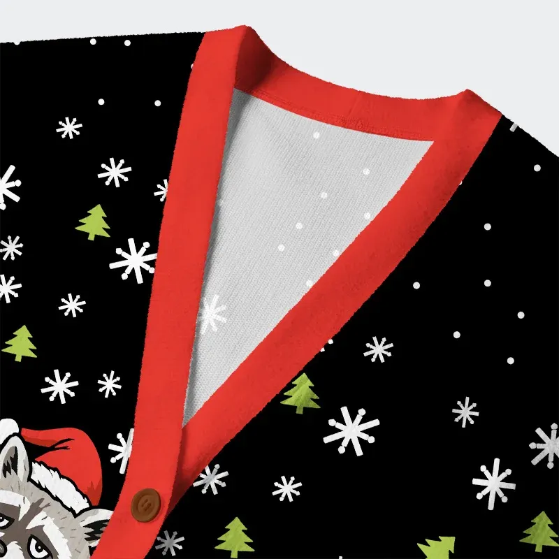 Tokyo-Tiger Unlucky Raccoon Ugly Cardigan Sweater