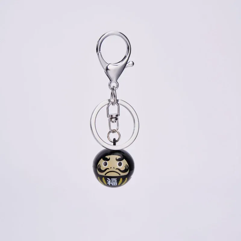Tokyo-Tiger Japanese Daruma Bell Black Keychain