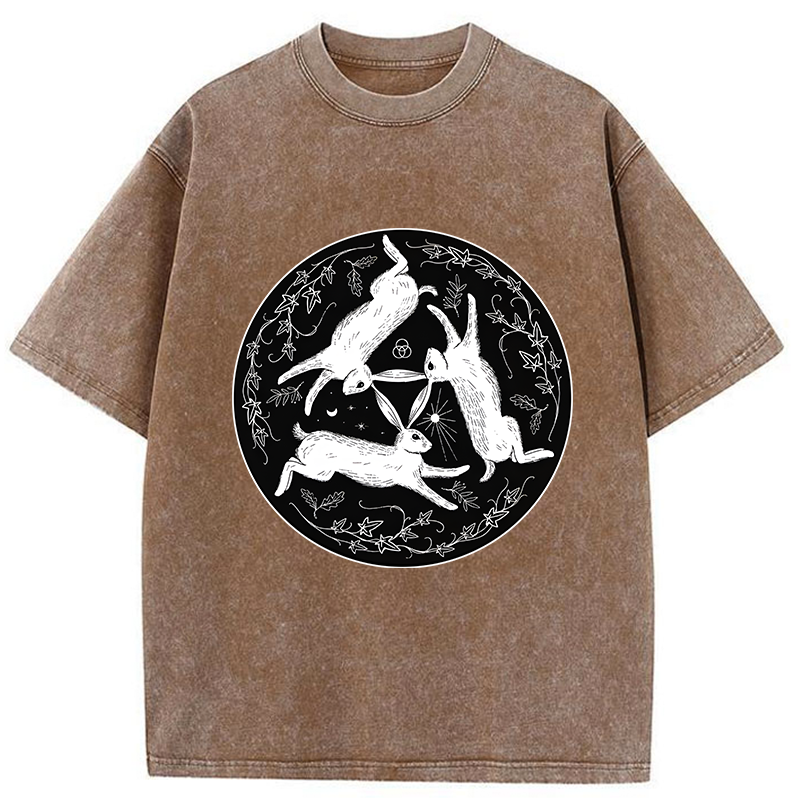 Tokyo-Tiger Three Hares Triple Rabbits Washed T-Shirt