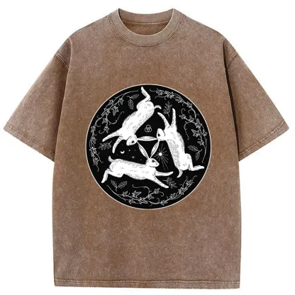 Tokyo-Tiger Three Hares Triple Rabbits Washed T-Shirt