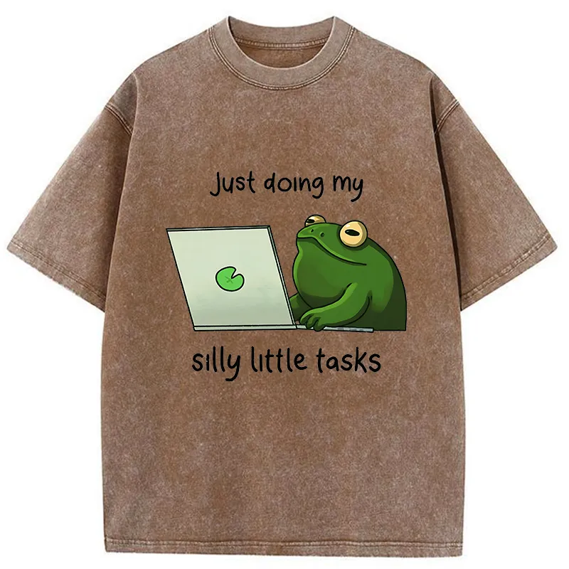 Tokyo-Tiger Silly Frog Is Working Washed T-Shirt