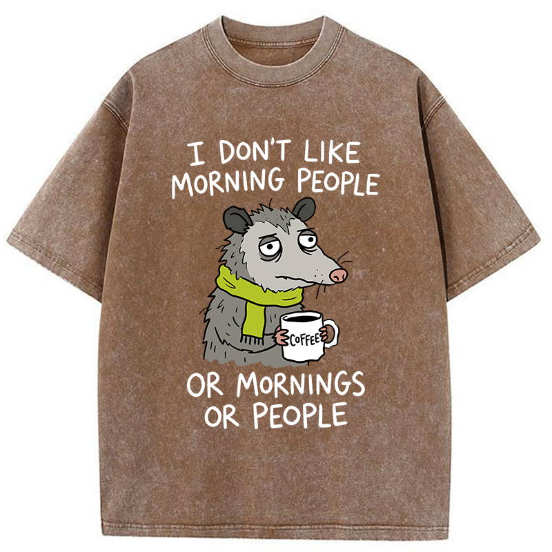 Tokyo-Tiger Opossums Hate Mornings Washed T-Shirt