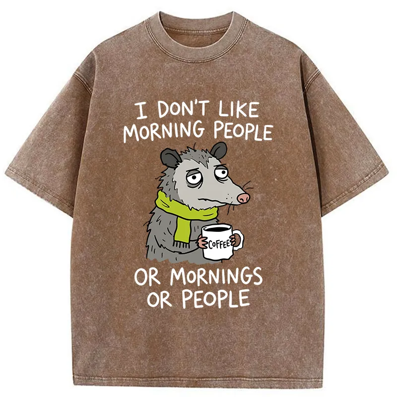 Tokyo-Tiger Opossums Hate Mornings Washed T-Shirt