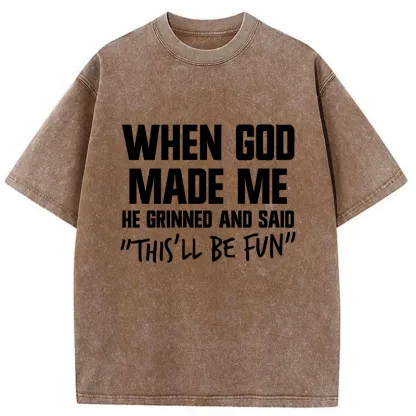 Tokyo-Tiger God Made Me Funny Washed T-Shirt