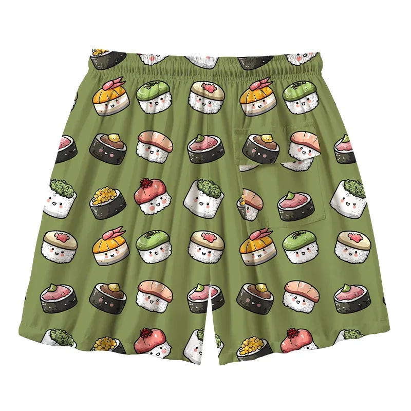 Tokyo-Tiger Cute Sushi Team Aloha Mens Swim Trunks