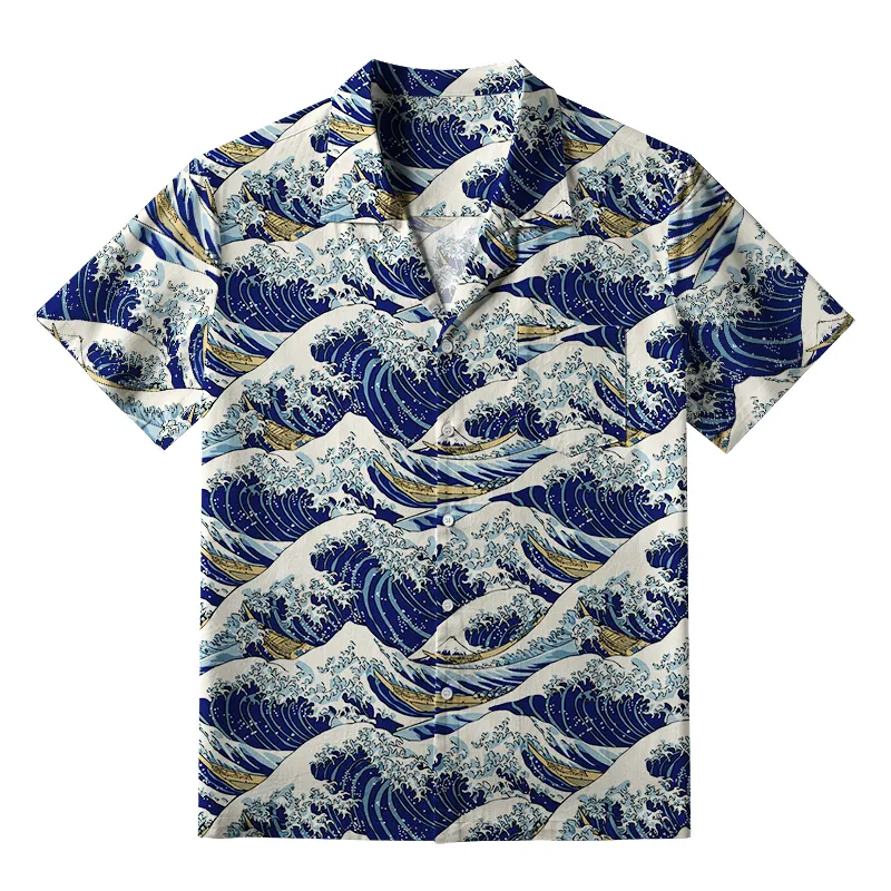 Tokyo-Tiger Japanese Great Wave Aloha Hawaiian Shirt Sale
