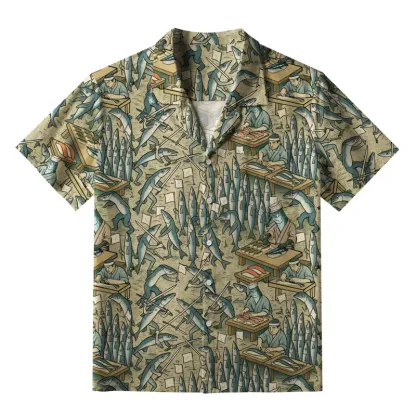 Tokyo-Tiger Funny Sushi Making Aloha Hawaiian Shirt
