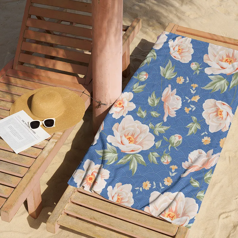 Tokyo-Tiger Flowers In The Waves Beach Towel