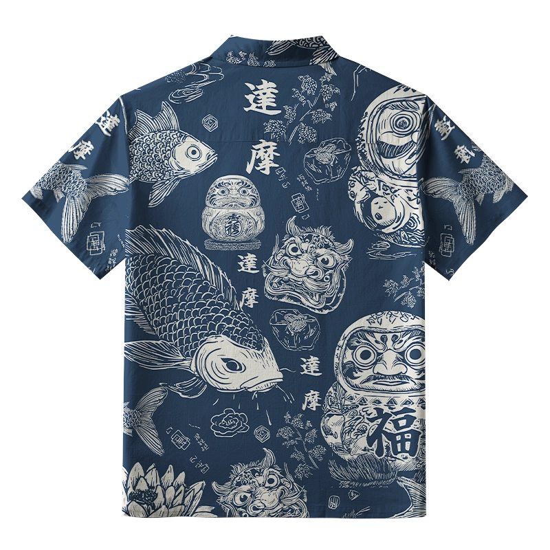 Tokyo-Tiger Daruma And Koi Button-up Shirt