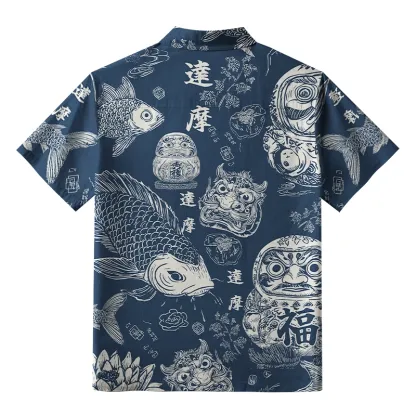 Tokyo-Tiger Daruma And Koi Button-up Shirt