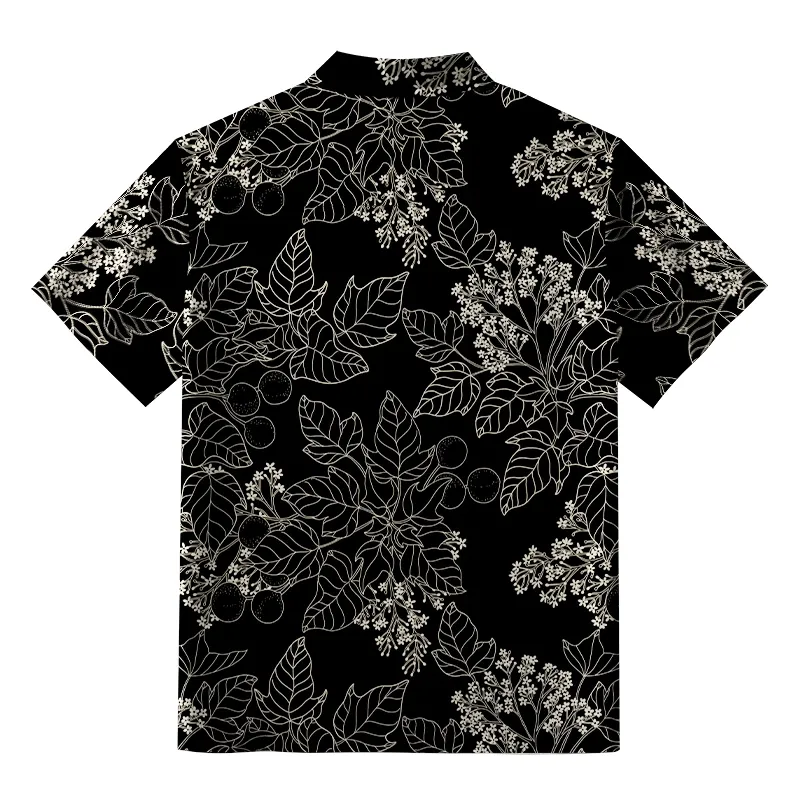 Tokyo-Tiger Refined Leaf And Berry Silhouette Aloha Hawaiian Shirt