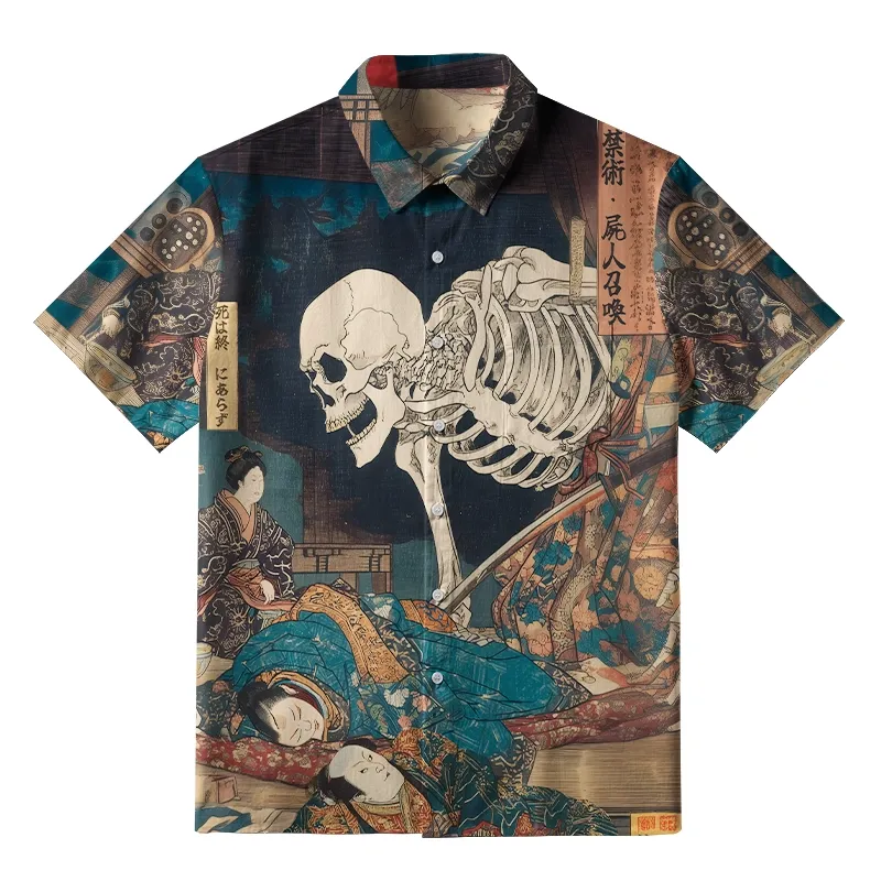 Tokyo-Tiger Ukiyoe Skeleton Yokai Button-up Shirt