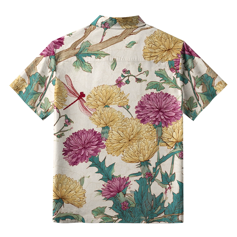 Tokyo-Tiger Vivid Chrysanthemums In Nature Aloha Hawaiian Shirt