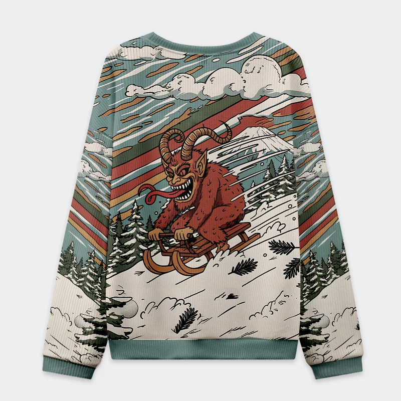 Tokyo-Tiger Krampus Sled Christmas Ugly Sweatshirt