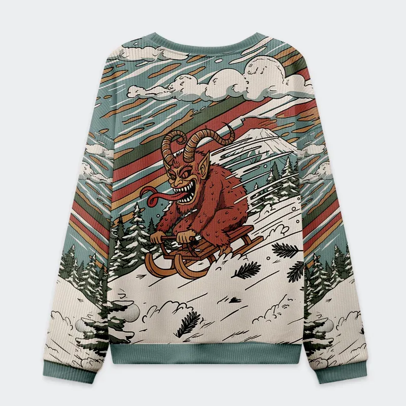 Tokyo-Tiger Krampus Sled Christmas Ugly Sweatshirt