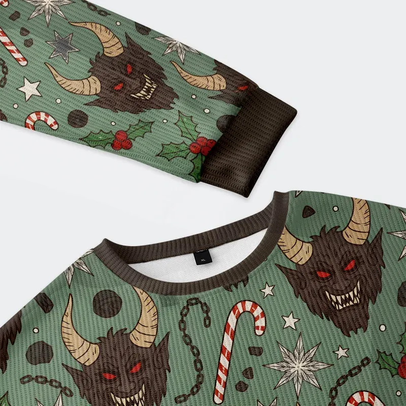 Tokyo-Tiger Krampus And Candy Cane Christmas Ugly Sweatshirt