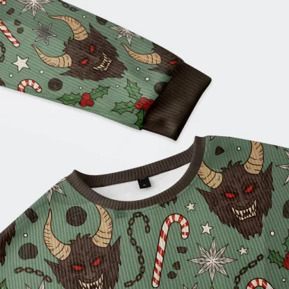 Tokyo-Tiger Krampus And Candy Cane Christmas Ugly Sweatshirt